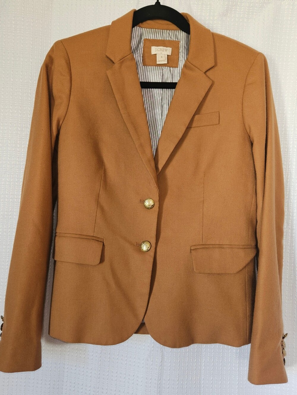 J.Crew Womens Schoolboy Blazer Jacket 4 Ta Wool Blend Gold Button Academia